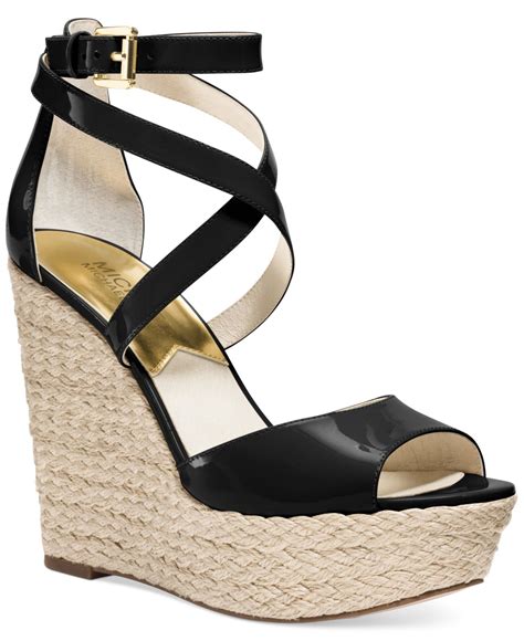 michael kors black platform shoes|michael kors platform wedge sandals.